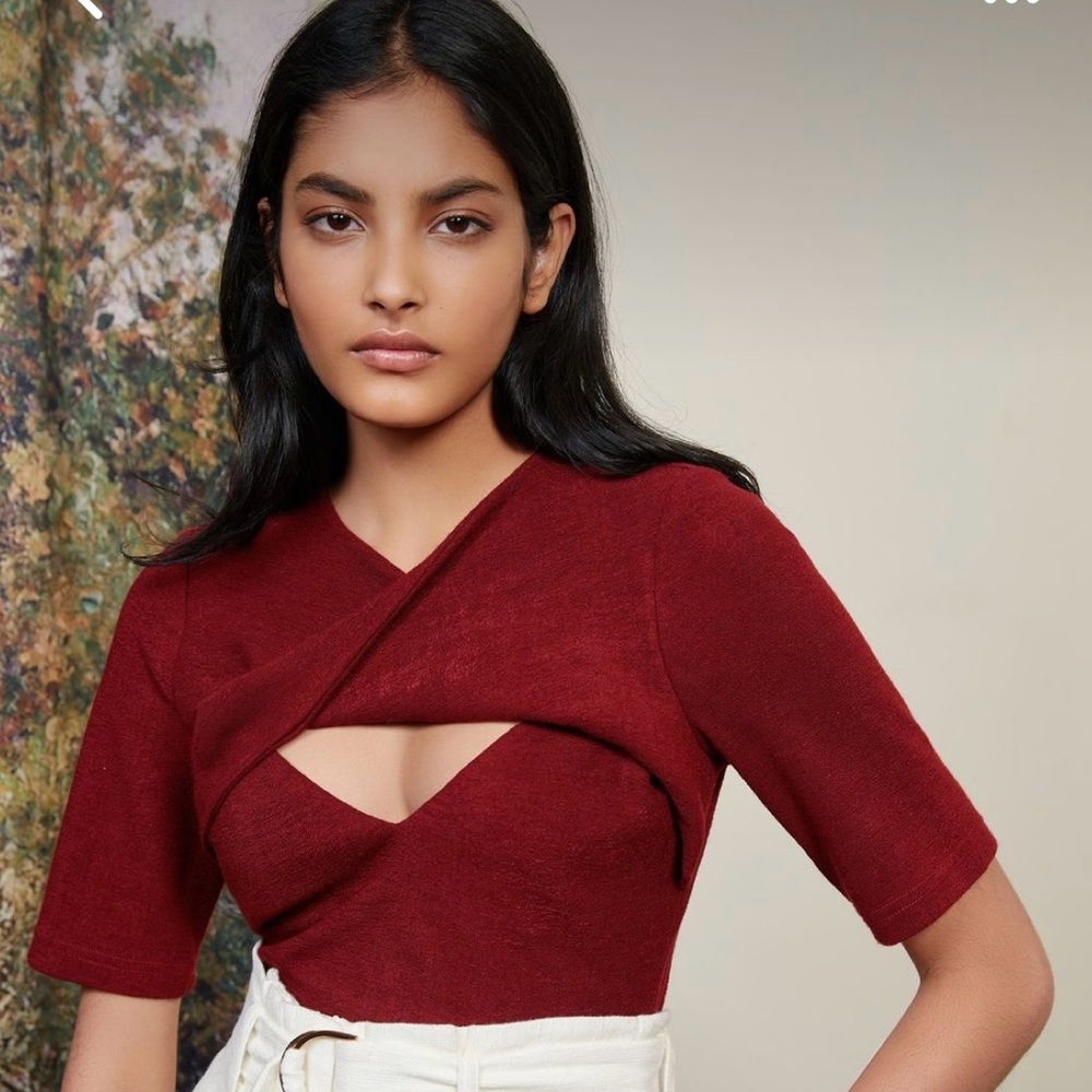 Acler "Brighton" "Deep Red" top twist top US size 2